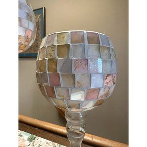 Decorative Long Stemmed Mosaic Mirror Stained Glass Candle Cups Decor (2)